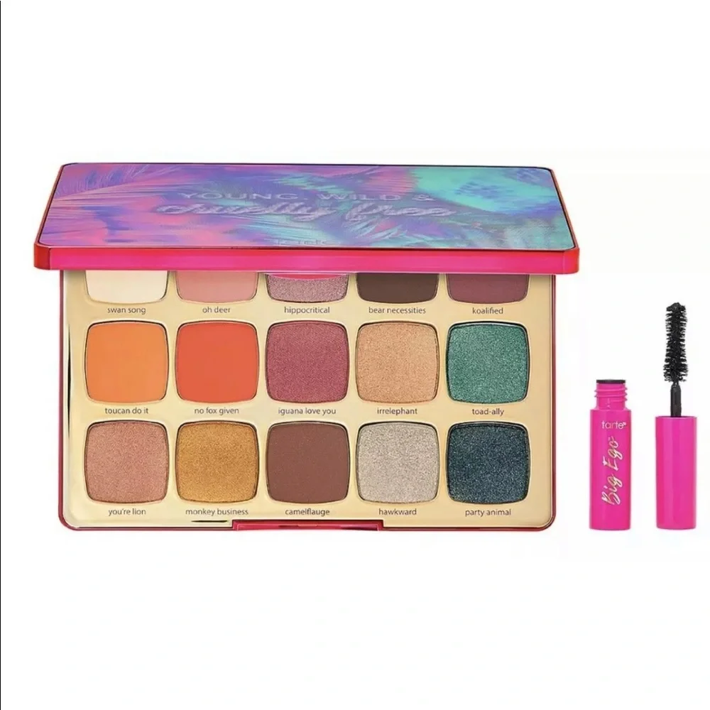 TARTE Unleashed Animal-inspired Large Pan Eyeshadow Palette Mascara $39 NIB
